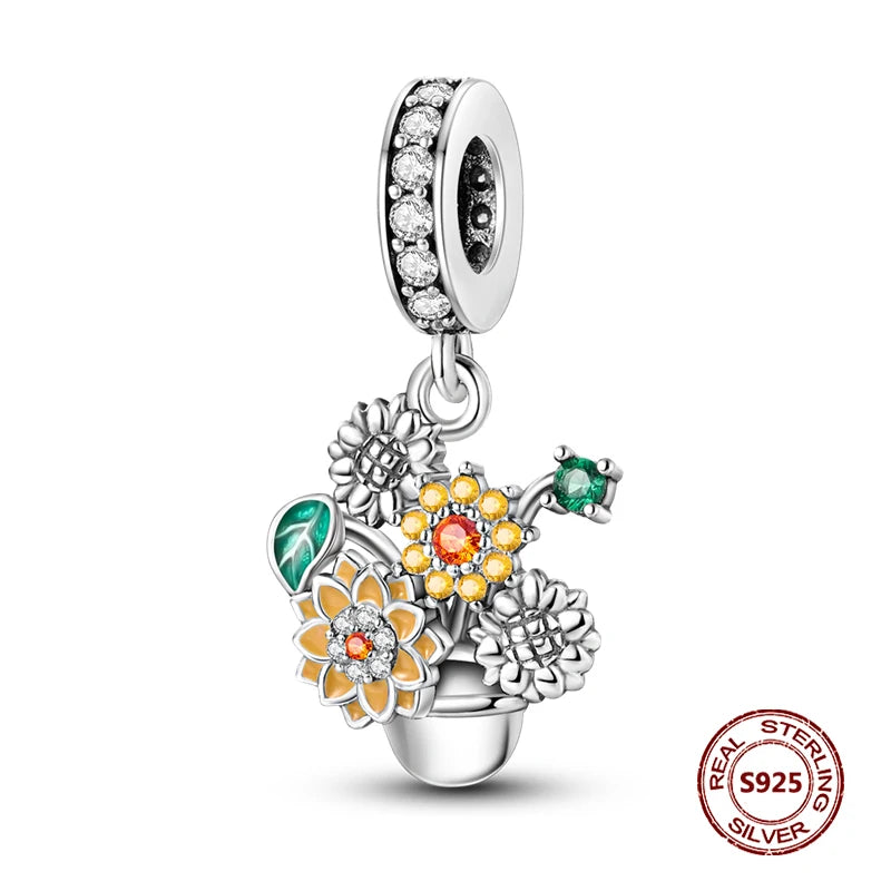 925 Sterling Silver Strawberry Turtle Owl Charm Beads Suitable For Original Bracelet Women DIY Jewelry Making Birthday Gifts