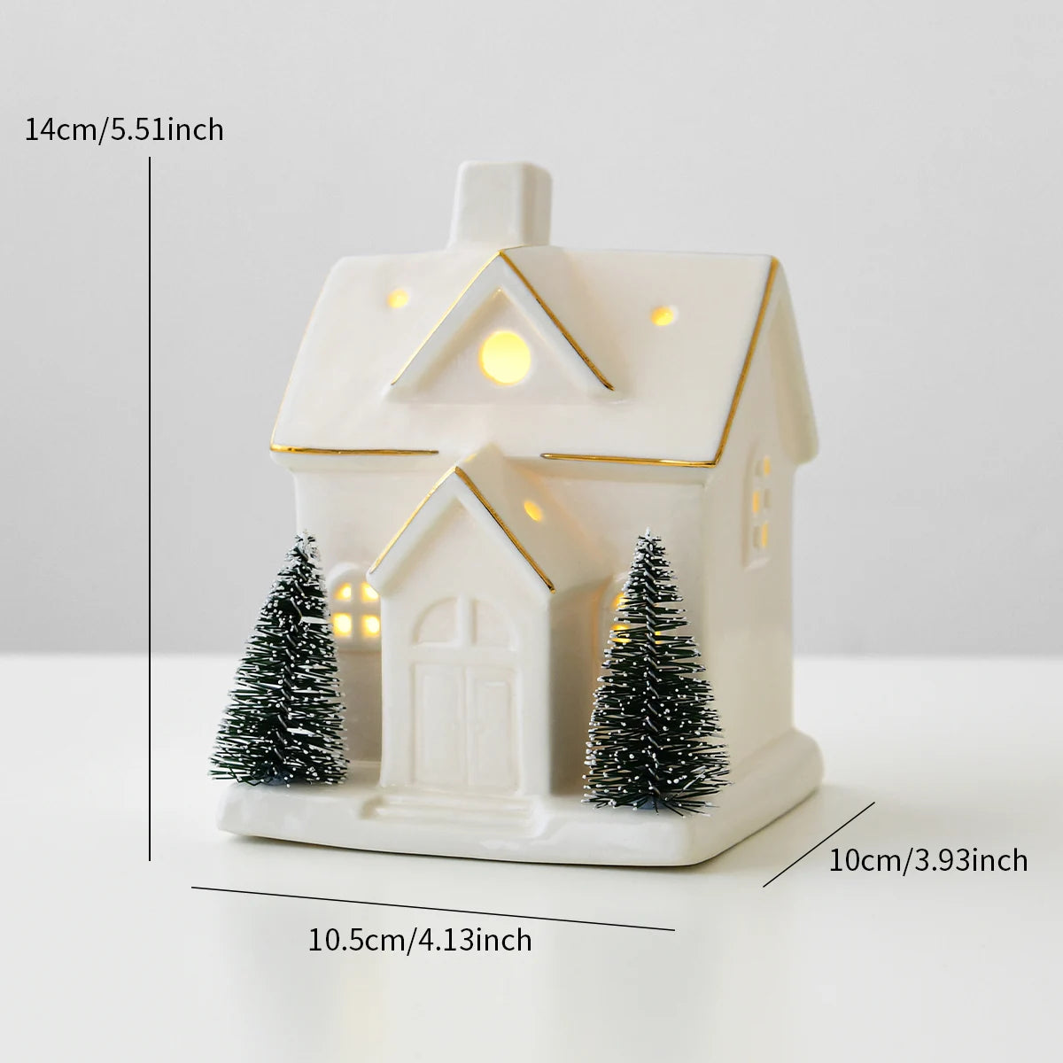 1 Piece Ceramic Glowing Ceramic House Decorative Ornament for Living Room Festive Wedding Family Table Decoration Holiday Gift