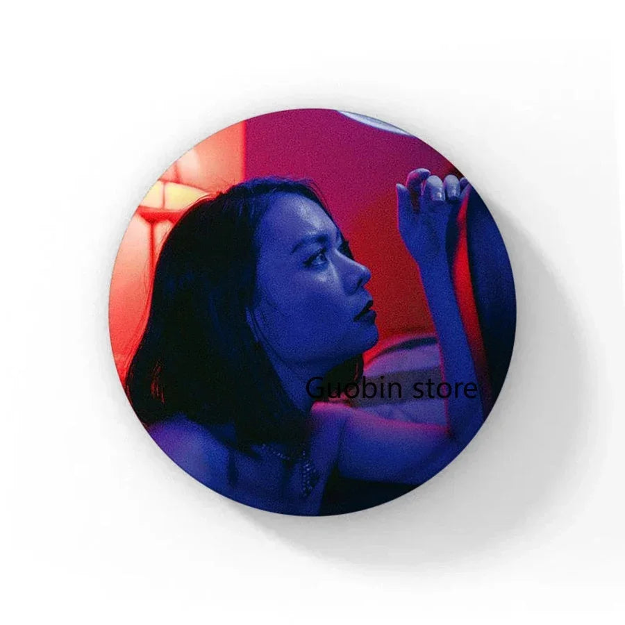 58mm Singer Mitski Enamel Pins Black and White Handmade Brooch Cartoon Cosplay Badge on Backpack Jewelry Accessories Gifts