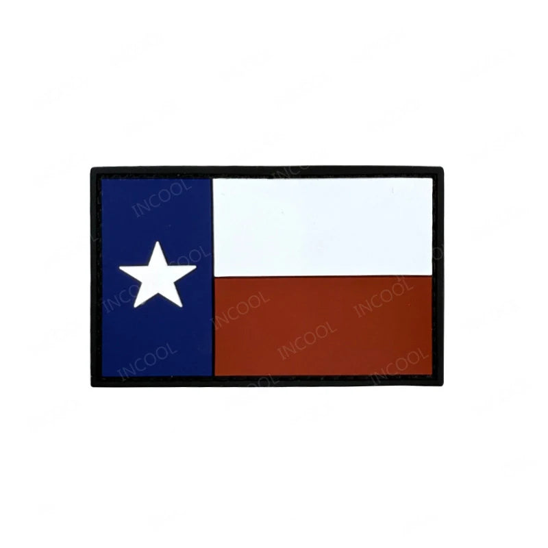 State of Texas Flag Full Embroidery Patches PVC Rubber Appliques TX Lone Star Tactical Decoration Badges For Clothing Backpack