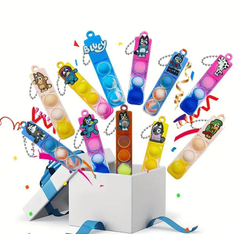 Bluey silicone round long bubble pendant silicone color decompression backpack pendant Bluey's friends keychain Halloween gift