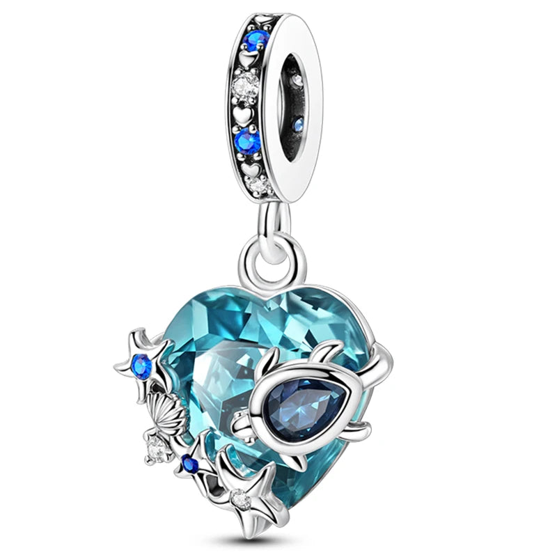 Fashion 925 Sterling Silver Summer Ocean World Series Sea Turtle Starfish Crab Octopus Charms Beads Fit 925 Bracelet DIY Jewelry