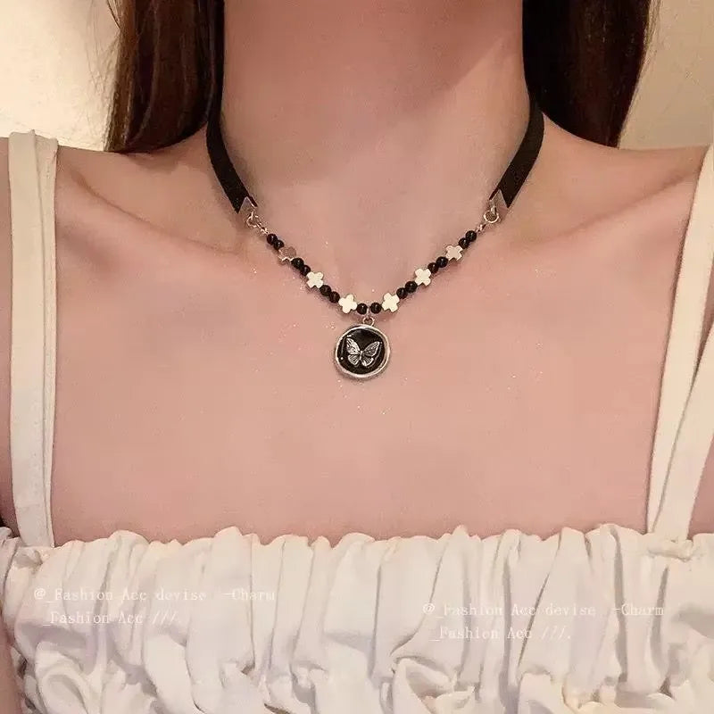 New Trendy Gothic Geometry Star Crystal Choker Pendant Chain Necklaces For Women Charm Y2K Vintage Harajuku Accessories Jewelry