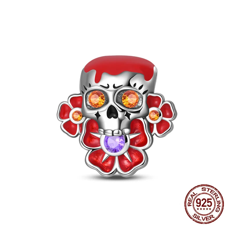 2025 Hot Sale Halloween Charms Bead 925 Sterling Silver Luminous Pumpkin Ghost Dangle Fit Bangle Bracelet Necklace DIY Jewelry