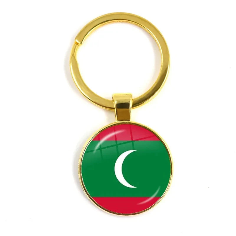 Iraq, Yemen, Nepal, Bangladesh, Maldives, Lebanon Flag Keychain 25mm Glass Keychain As a Gift To Friends  Gift