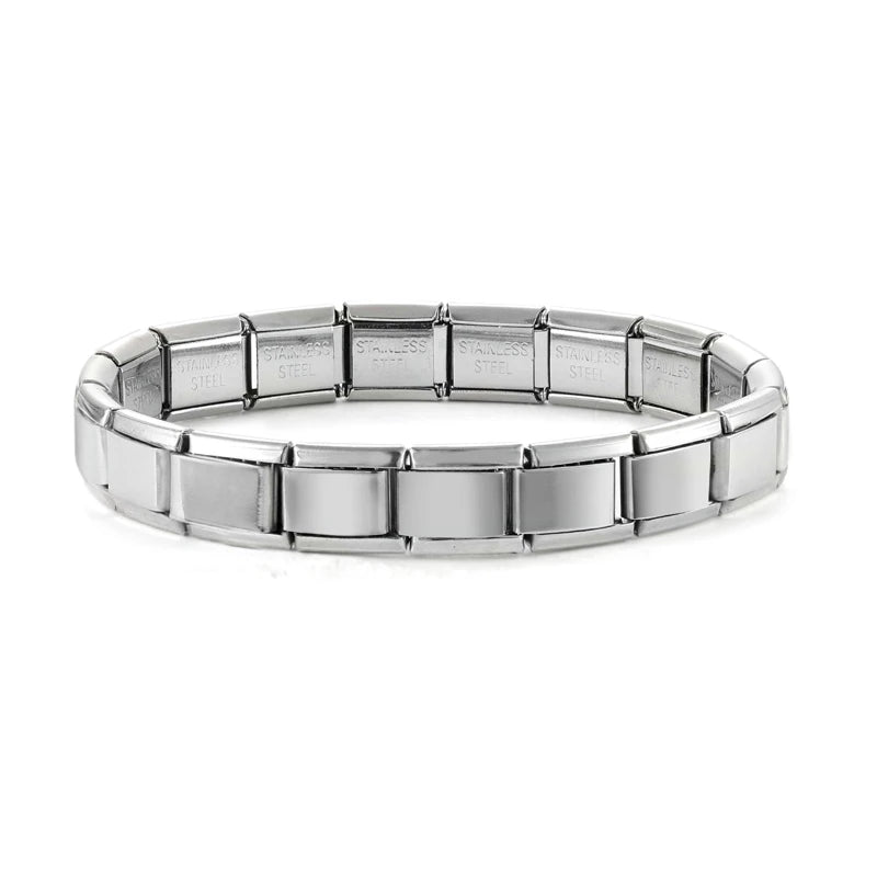New Women's Men's Jewelry DIY 9MM Width Italian Elastic Charm Bracelet Solid Color Stainless Steel Fashion Bangle