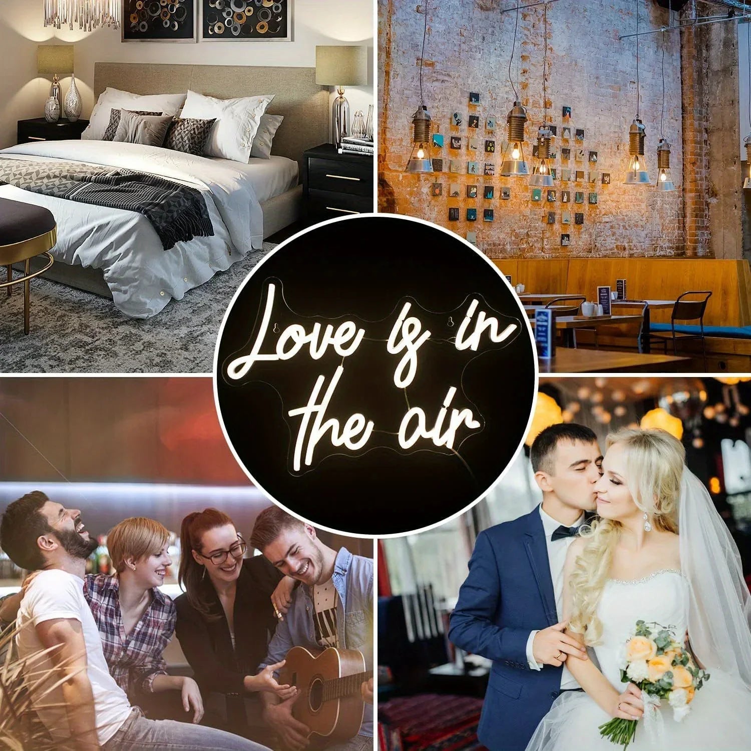 Love is in The Air LED Neon Sign for Wall Decor Wedding Neon Light for Bedroom Home Bar Wedding Party Gift,USB