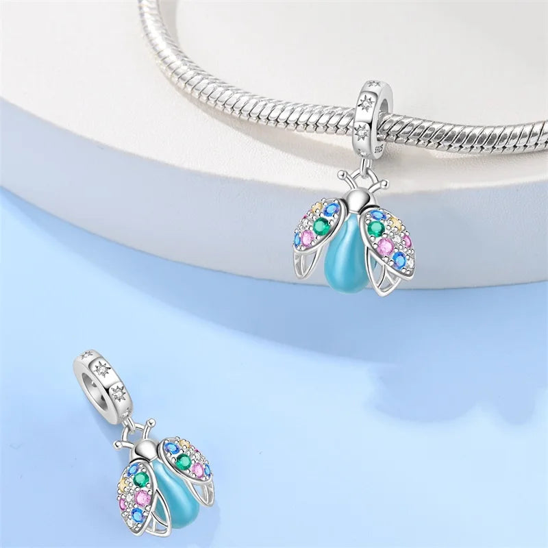 Fit Qikaola 925 Original Bracelet Fashion Bee Astronaut Eiffel Tower 925 Silver Charms Beads Fine DIY Birthday Jewelry For Women