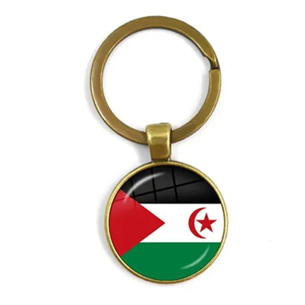 Western Sahara,Guinea,Saint Helena,Niger,Guinea-Bissau,Benin National Flag Keychain 25mm Glass Cabochon Key Rings For Gift