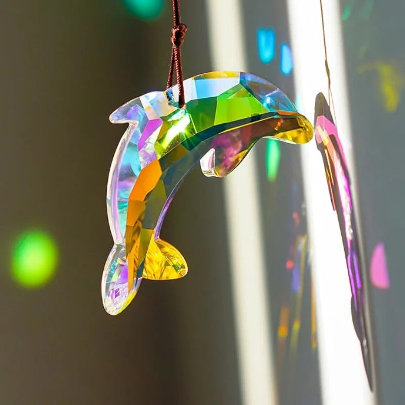 Crystal Hanging Butterfly Dolphin Prism Suncatcher Butterfly Sun Catcher for Window Garden  Indoor Outdoor Home Christmas Decor