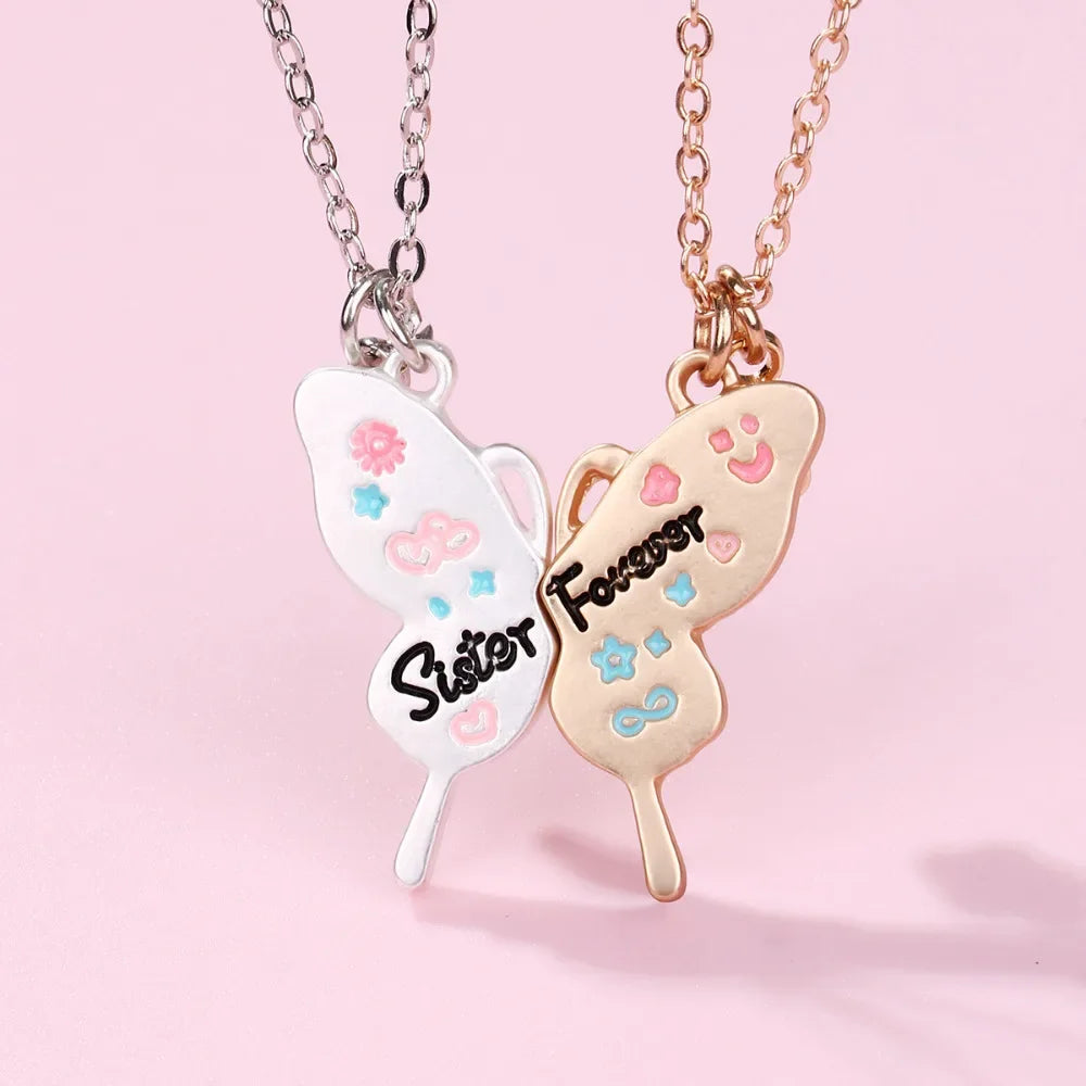 Elviragirl 2Pcs/set Cute Animal Unicorn Pony Koala Butterfly Best Friend Necklace BFF Friendship Jewelry Gifts for Girls