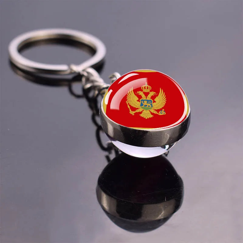 Europe Countries Flag Glass Ball Keychain Russia France Spain UK Italy Poland Ukraine Flag Keyring Travel Gift