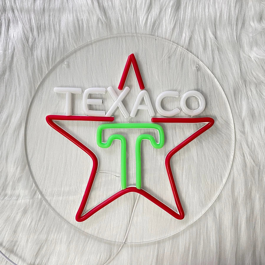 Texaco Neon Sign, Texas Gasoline Engine Oil And Gas Station Sign, Used For Garage Decor, Man Cave Wall Lamp, Personalized Gift.