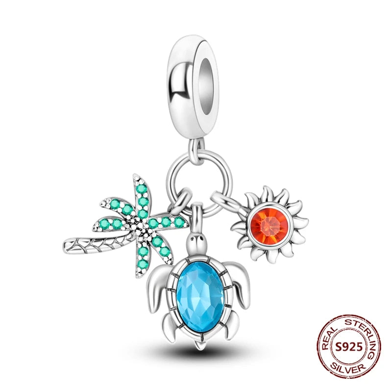 925 Sterling Silver Strawberry Turtle Owl Charm Beads Suitable For Original Bracelet Women DIY Jewelry Making Birthday Gifts