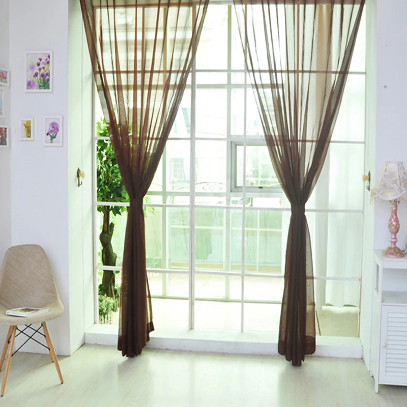 1PC Transparent Window Gauze Mesh Solid Color Curtain Household Products Europe Style Easy To Install Curtain Room Tulle Curtain