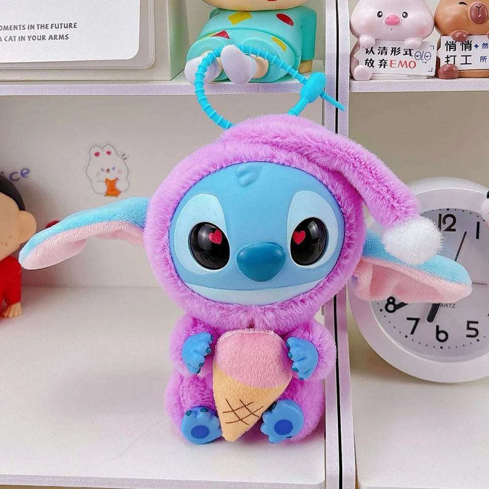 Stitch Plush Toy Lilo&stitch Keychain Keyring Doll Kawaii Accessories Eat Something Before Sleep Series Bag Pendant Girl Gift