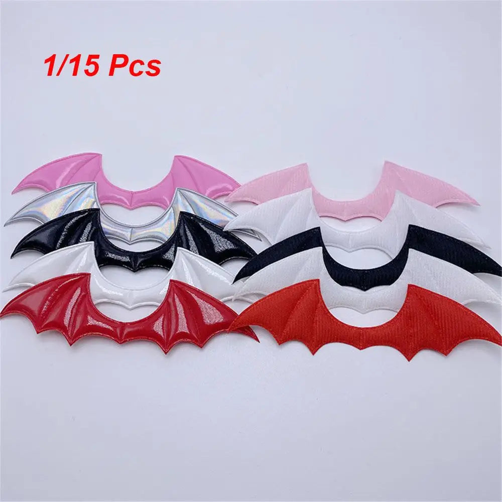 1/15Pcs 14.5*4CM Halloween Costume Fabric Demon Bat Wings Leather Patch Padded