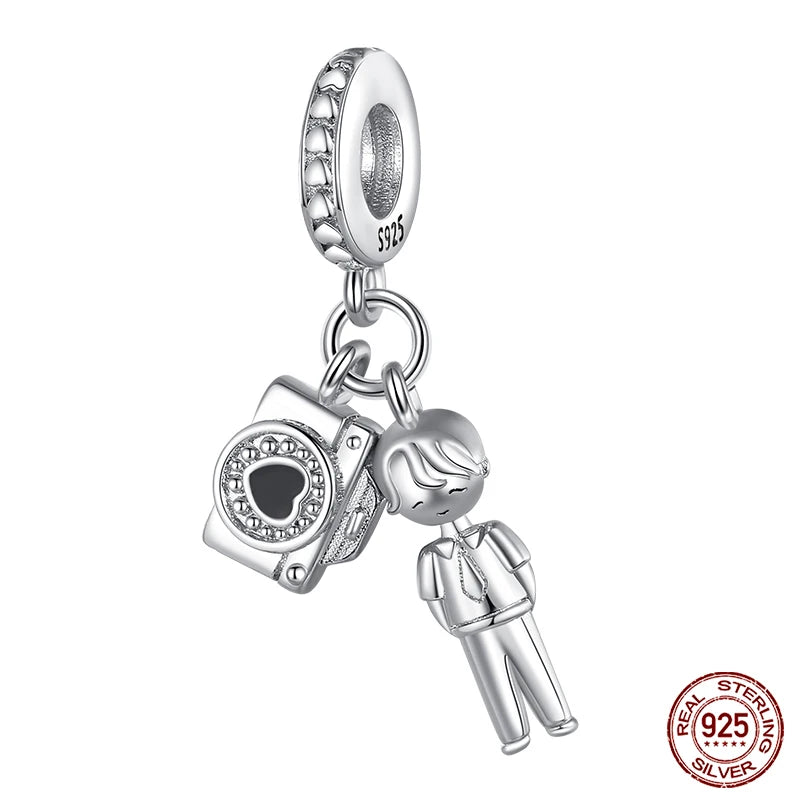 new in Real 925 Sterling Silver Boys and Girls Bicycle Charms Beads Fit Qikaola 925 Original Bracelets Fine DIY Jewelry Making