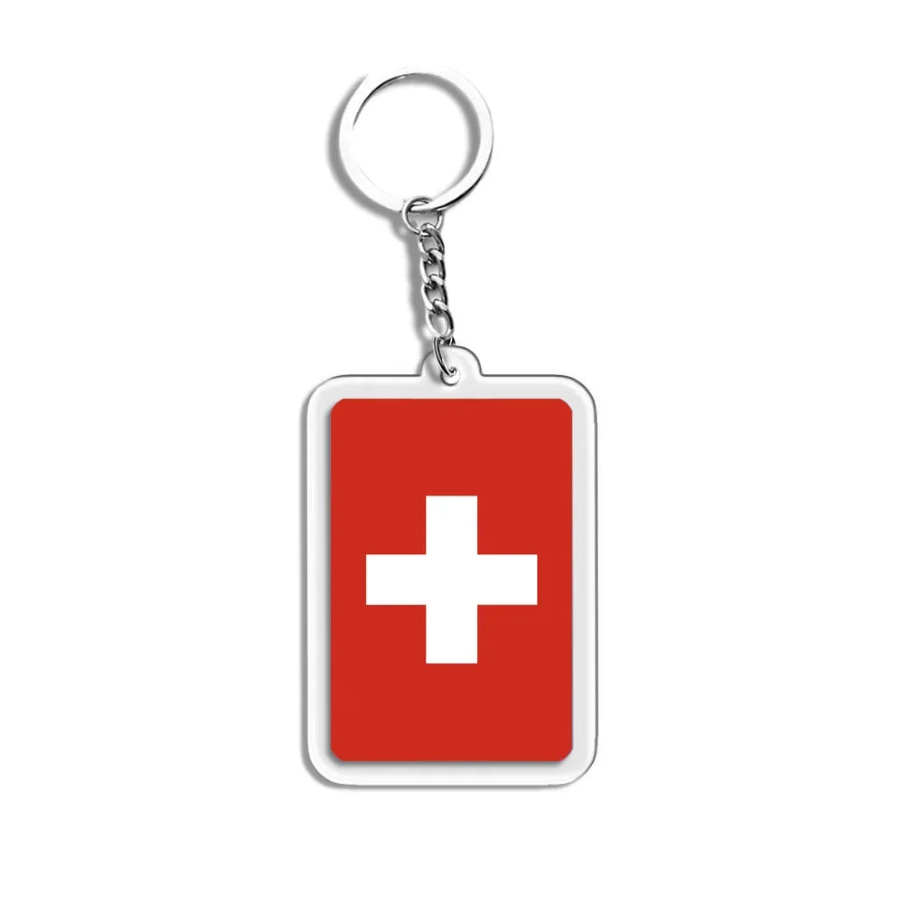 National Flag Keychain Serbia Spain Argentina USA Brazil France Portugal Denmark Poland Tunisia Flags Football Keyring Gifts