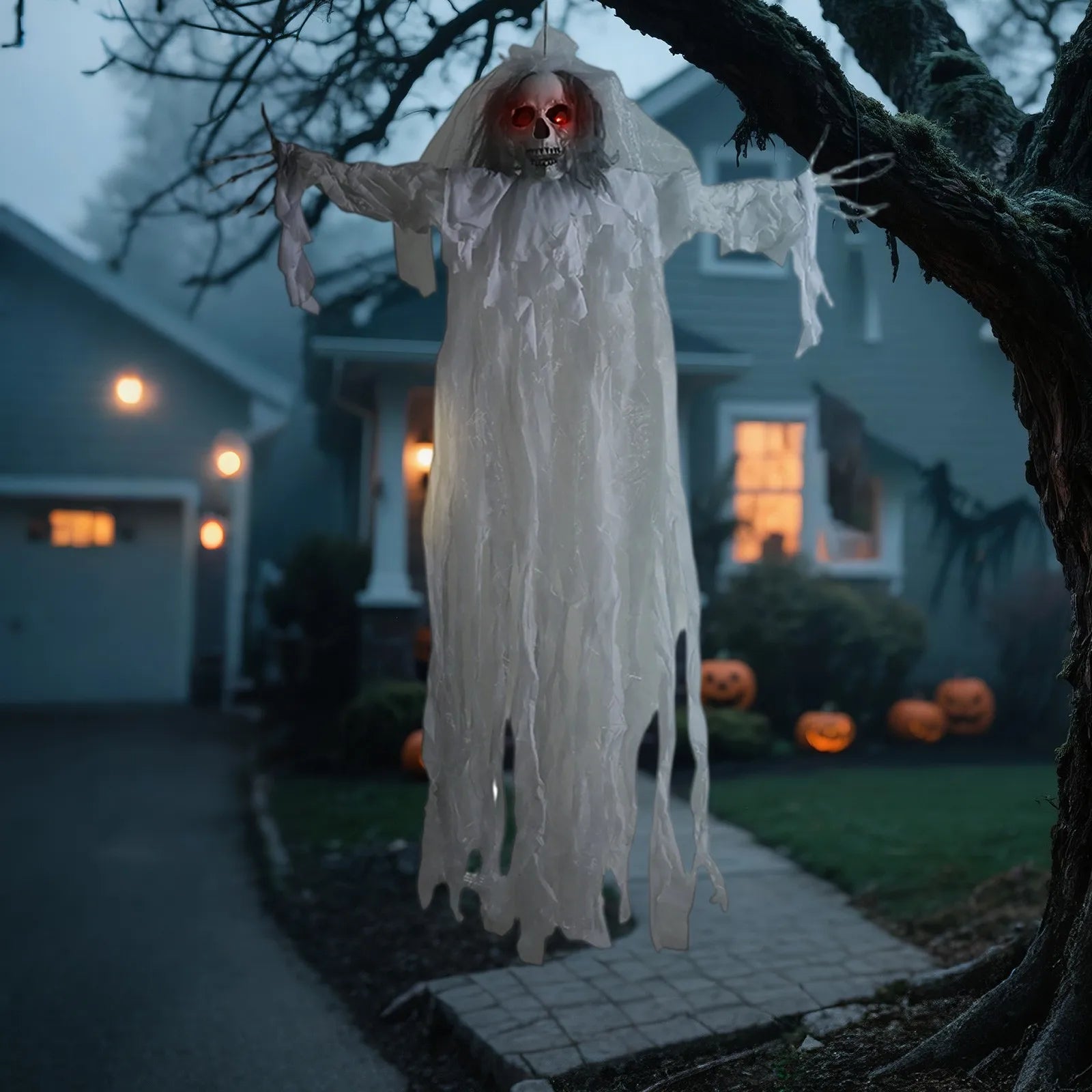 Halloween Yard Scary Decoration Horror Ghost Glowing With Scary Sounds And Glowing Eyes Outdoor Bar Haunted House Party Decor