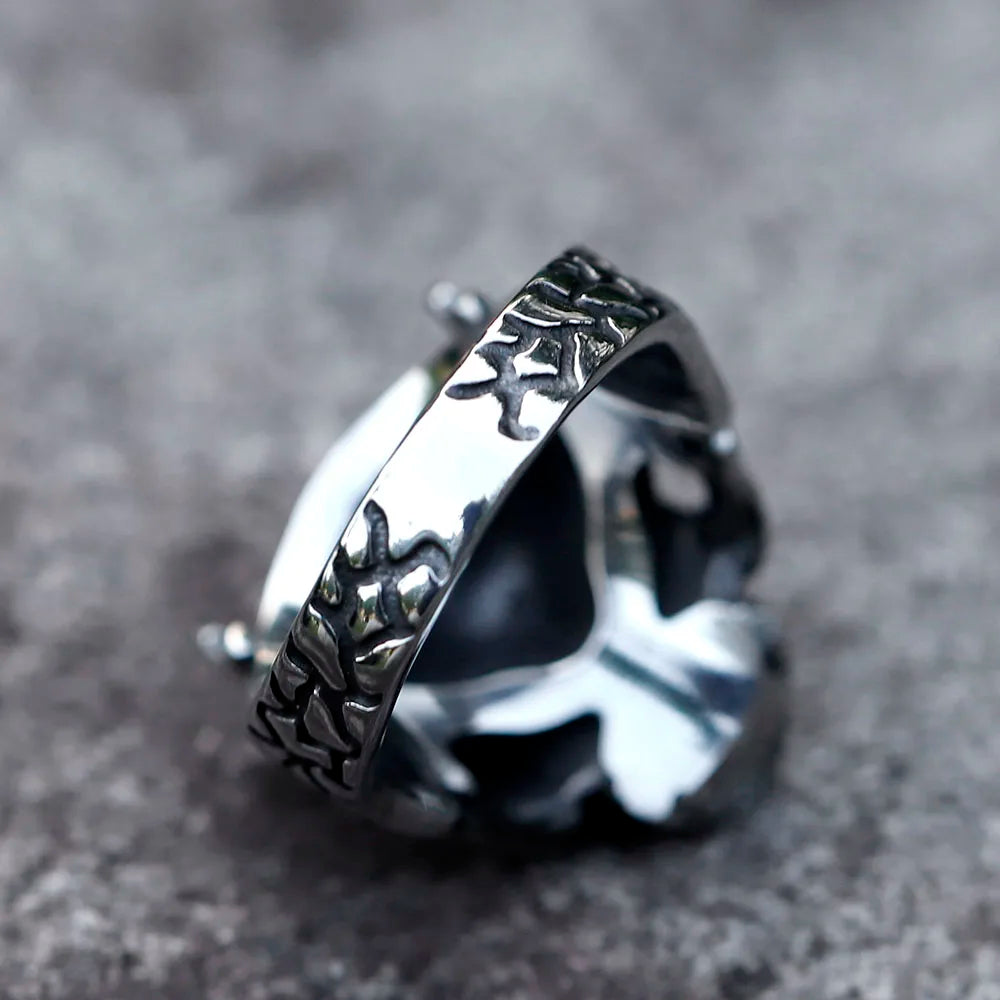 2022 NEW Men's 316L stainless steel rings Vintage Halloween Gothic Calvarium Skull punk ring fashion jewelry free shipping