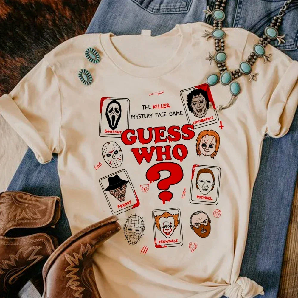 Satan Halloween Horror Ghost Tshirt Women Manga Streetwear Tshirt Female Harajuku Streetwear Y2k Clothes