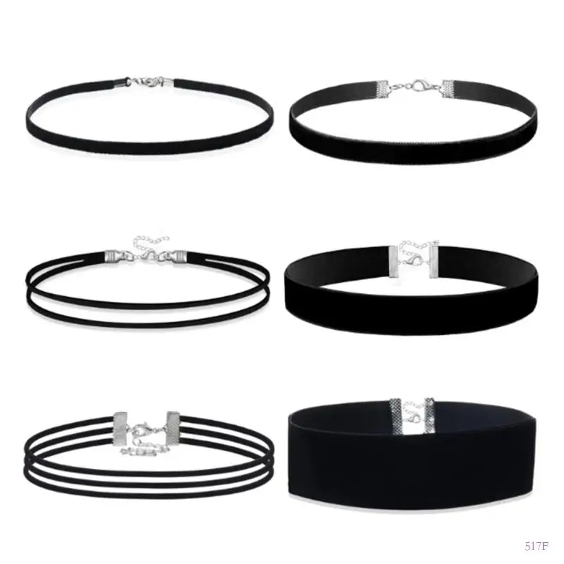 517F Adjustable Double Layer Black Textile Necklace Stylish Layering Piece For Trendy Outfits