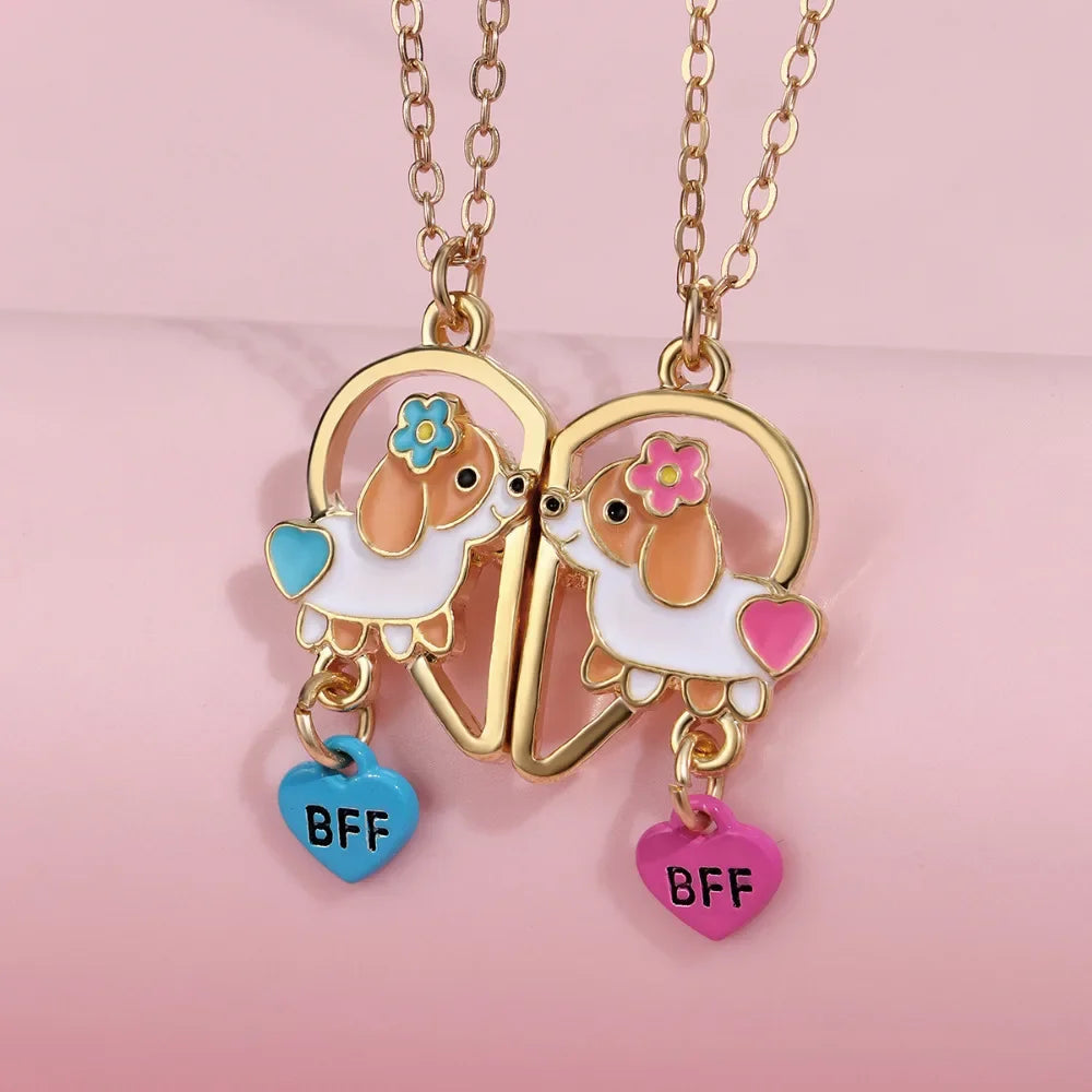 Elviragirl 2Pcs/set Cute Animal Unicorn Pony Koala Butterfly Best Friend Necklace BFF Friendship Jewelry Gifts for Girls