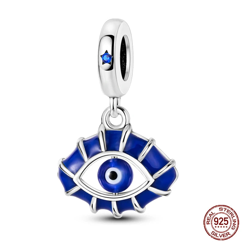 100% Real 925 Sterling Silver Classic Devil's Eye Charms Beads For Women Fit Original Qikaola Bracelets Fine DIY Jewelry Making