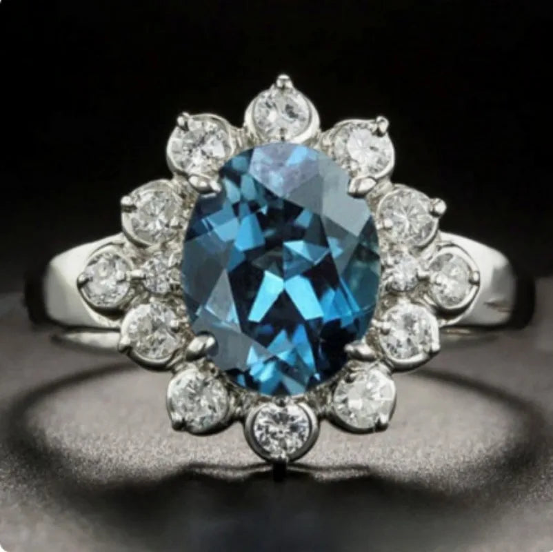 Cut 3.2ct to create blue Zircon ring original charm engagement ring