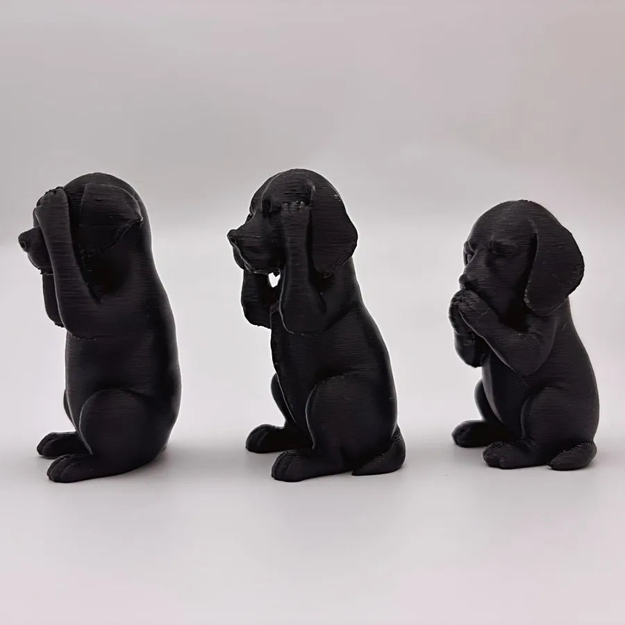 3-Piece Set of Three Wise Dog Statues, 3D Printed Dachshund Statues, Modern Home Desk and Office Decoration, Suitable for Collectors Who Enjoy a Touch of Wit (or Satire), Ideal Exotic Home Decor, Is a Thoughtful Gift for Dog