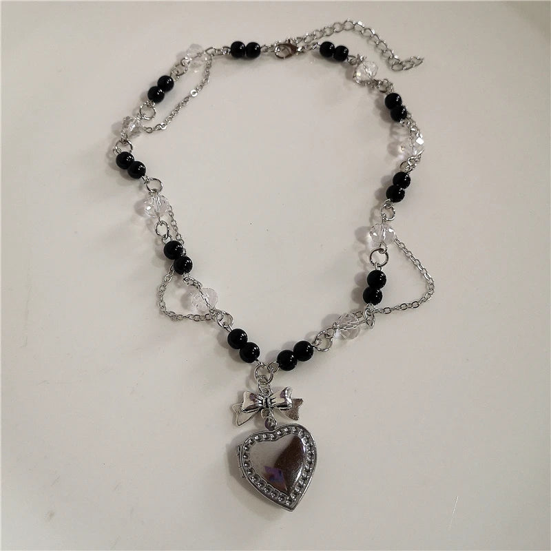 New Y2K Goth Harajuku Vintage Black Heart Star Choker Necklace Egirl Aesthetic 2000s EMO Grunge  Charm Jewelry Scene Accessories