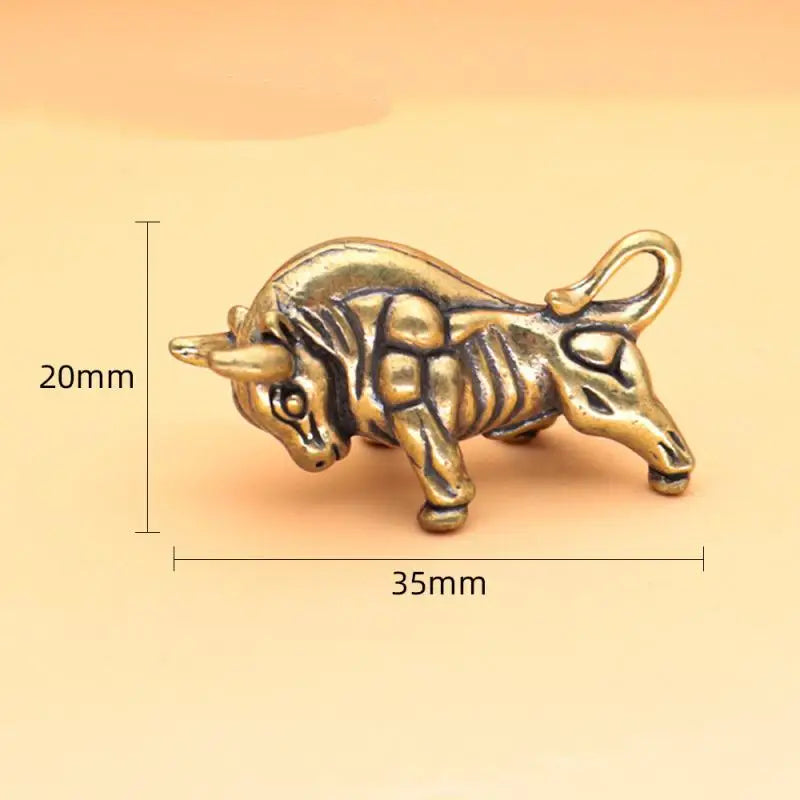 1 Piece Lucky Copper Animal Figurine Miniature Ornament Brass Bullfighting Statue For Home & Office Desk Decoration