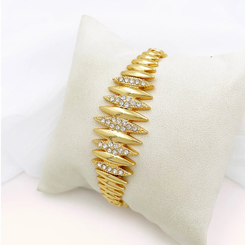 YTJX Horse Eye Jewelry Set Luxury Zircon Necklace Bracelet Earring Ring Dubai Africal Wedding Jewellery 18K Gold Plated