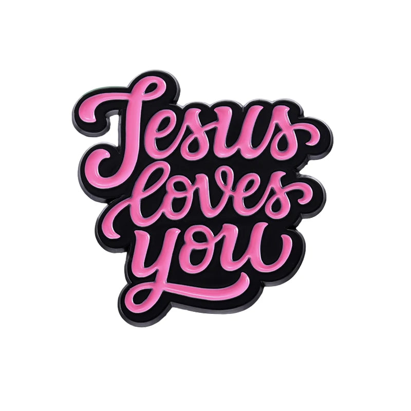 Text Love Like Jesus Enamel Pin Custom Easter Cross Believer Halloween Jewelry Lapel Clothes Backpack Shirt Gift For Fans Friend
