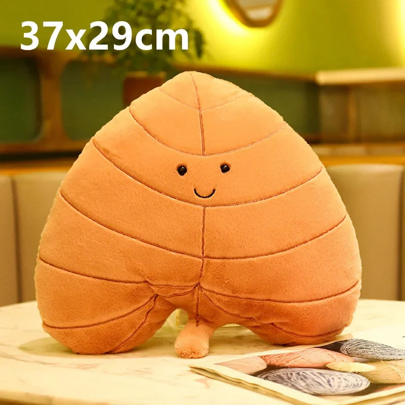 Plush Leaf Pillow Kawaii Plushie Lifelike Cushion Room Decor Stuffed Plant Toy 3D Leaves Household Sofa Pillow Cute Green Girl
