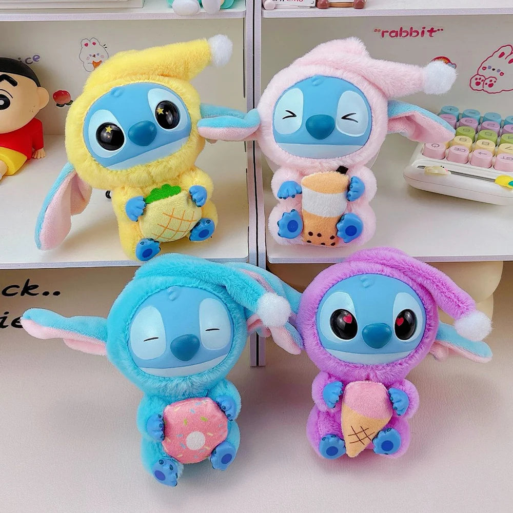 Stitch Plush Toy Lilo&stitch Keychain Keyring Doll Kawaii Accessories Eat Something Before Sleep Series Bag Pendant Girl Gift
