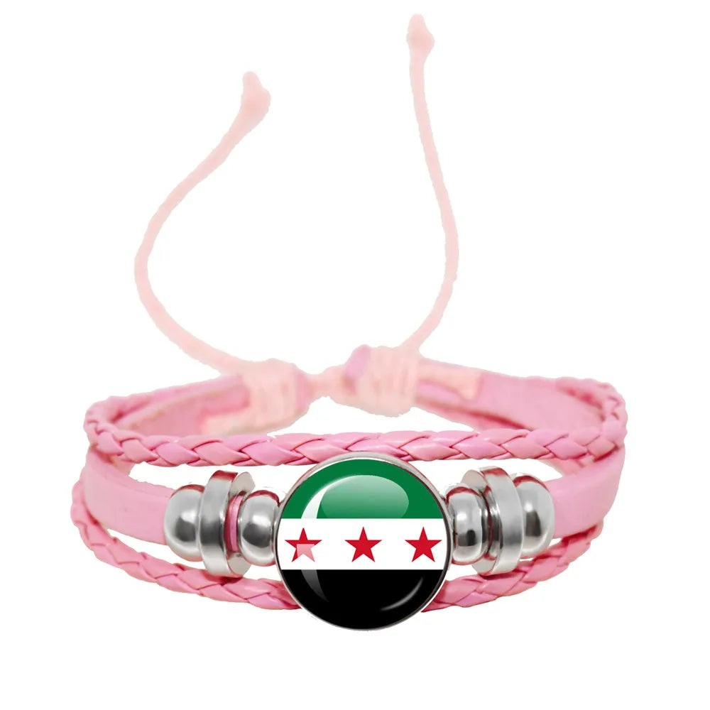 SKY FLAG Syria Flag National Keychain Glass Cabochon Heart-Shape Pendant Keychain For Women Men Charm Fashion Jewelry Gift