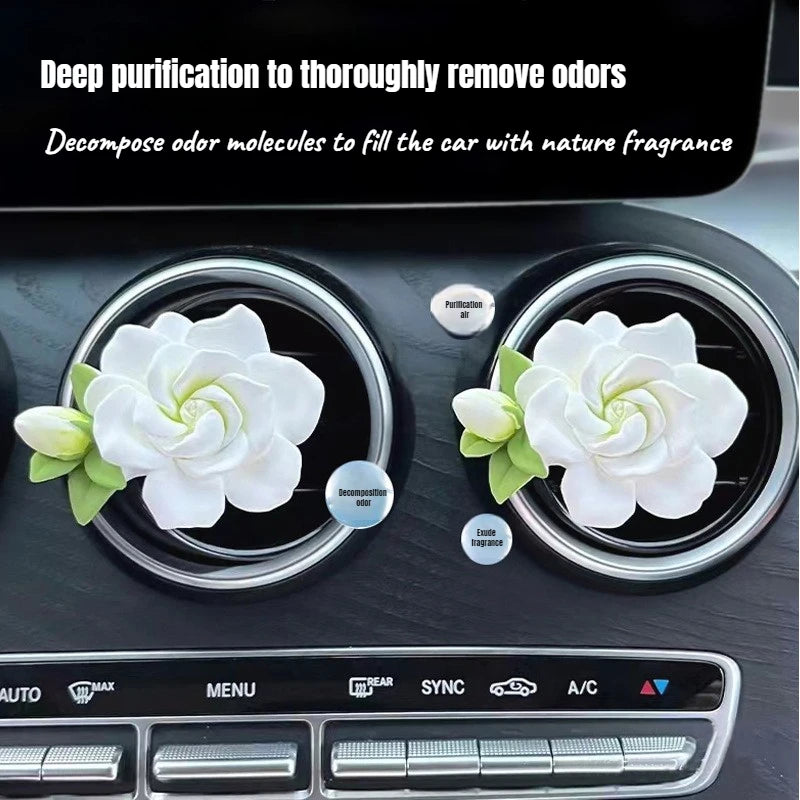 Elegant  gardenia car fragrance, car pendant 3D decoration, with its own aroma, lasting fragrance, souvenir, for friends, lovers