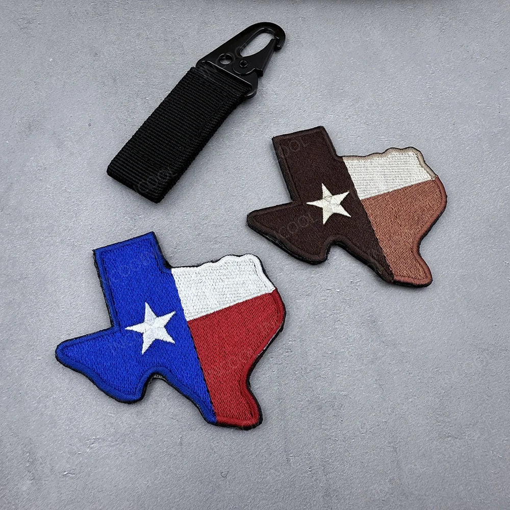 State of Texas Flag Full Embroidery Patches PVC Rubber Appliques TX Lone Star Tactical Decoration Badges For Clothing Backpack
