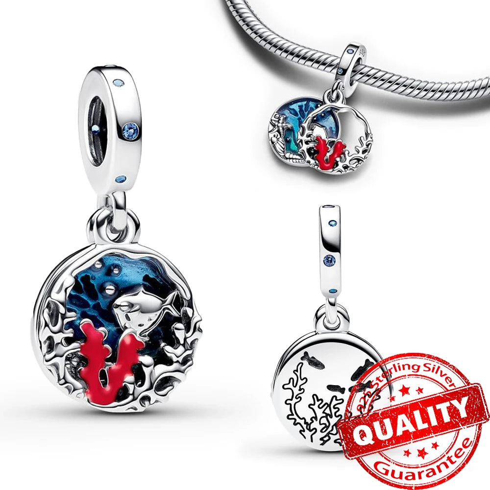 Underwater World 925 Sterling Silver Ocean Octopus Seashell Seahorse Starfish Pendant Fit DIY Bracelet Necklace Boutique Gift