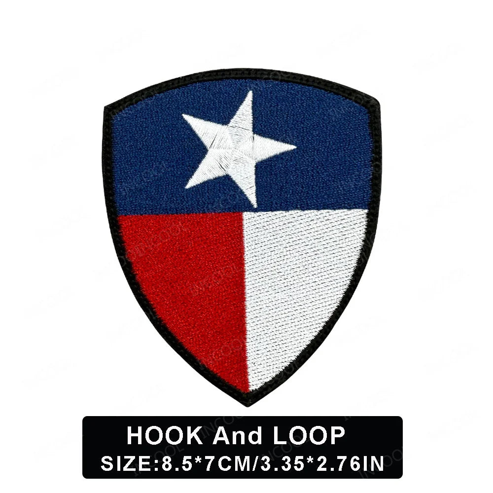 State of Texas Flag Full Embroidery Patches PVC Rubber Appliques TX Lone Star Tactical Decoration Badges For Clothing Backpack