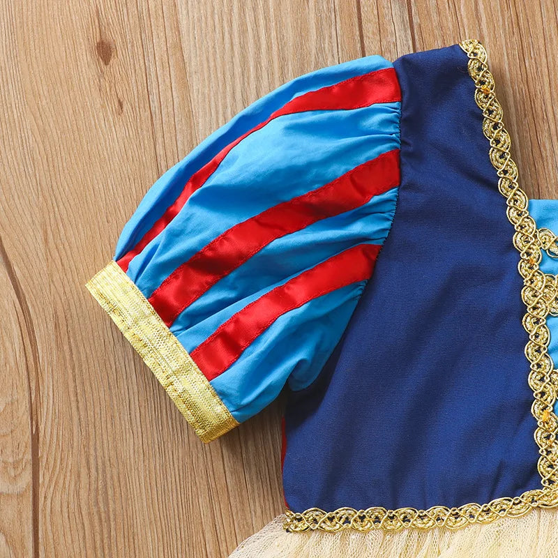 Kids Girl Snow White Dress Summer Short Sleeved Birthday Party Elsa Princess 2024 New Halloween Costume for Girls 2-8 Years Old