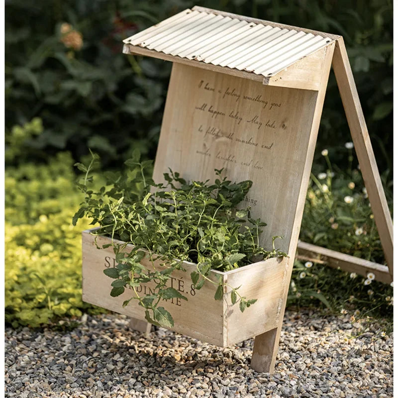 Courtyard Planting Flower Rack, Creative Wooden Plant, Potted Garden, Balcony Bonsai Basin, Retro Distressed Floor Decorative