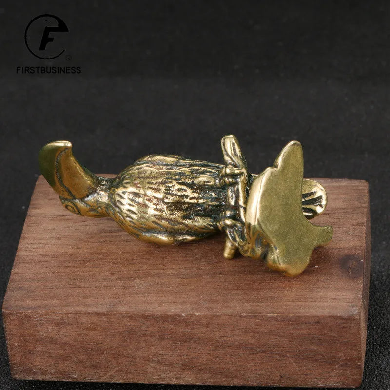 Antique Brass Parrot Small Statue Ornament Cute Animal Bird Figurines Miniatures Decorations Crafts Home Decors Accessories Gift