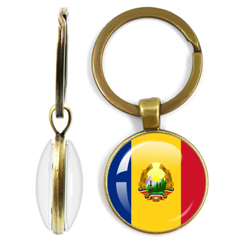 National Flag Glass Double-Sided Keychain Ethiopia Islas Canarias Kenya Sudan Madeira Melilla South Sudan Ceuta Seychelles