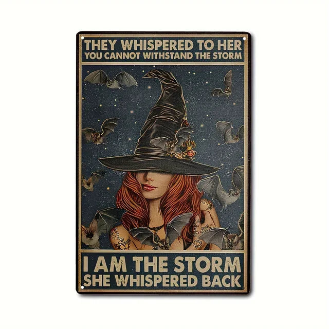 Vintage Metal Tin Sign  The House Witch Rules Halloween Decoration  Retro Wall Art for Home Room Restaurant Decor