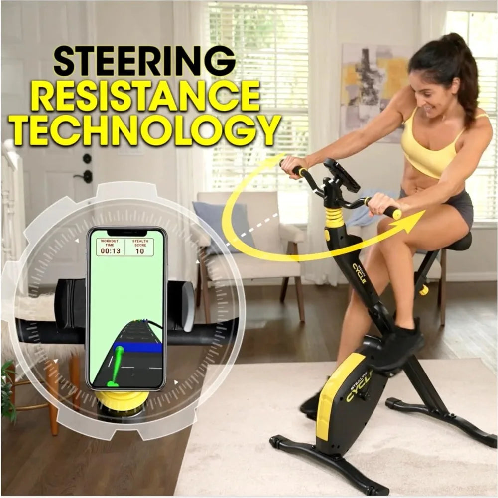 NEW-STEALTH GAME CYCLE: Full-Body Workout X-Bike, Gamified Cardio with 5 Free Games, Foldable Magnetic Cycle,