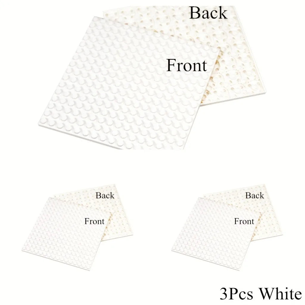 3pcs Plates 16 X 16 Double Sided Baseplate Building Blocks, Base Plate City Parts, Educational Toy Halloween Christmas Gifts