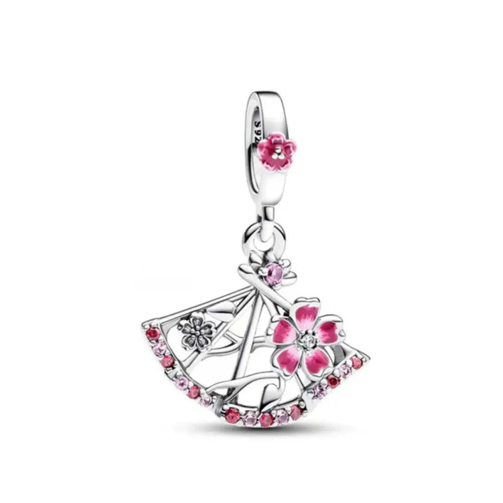 Hot Selling 925 Silver Pink Cup, Bag Beads, Moon Cross Pendant Suitable for European Original Bracelet DIY Exquisite Jewelry